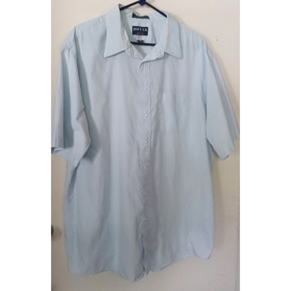 Dover Arrow Mens 18.5 Tall Button Down Shirt‎ Light Blue Broadcloth Workwear Vtg